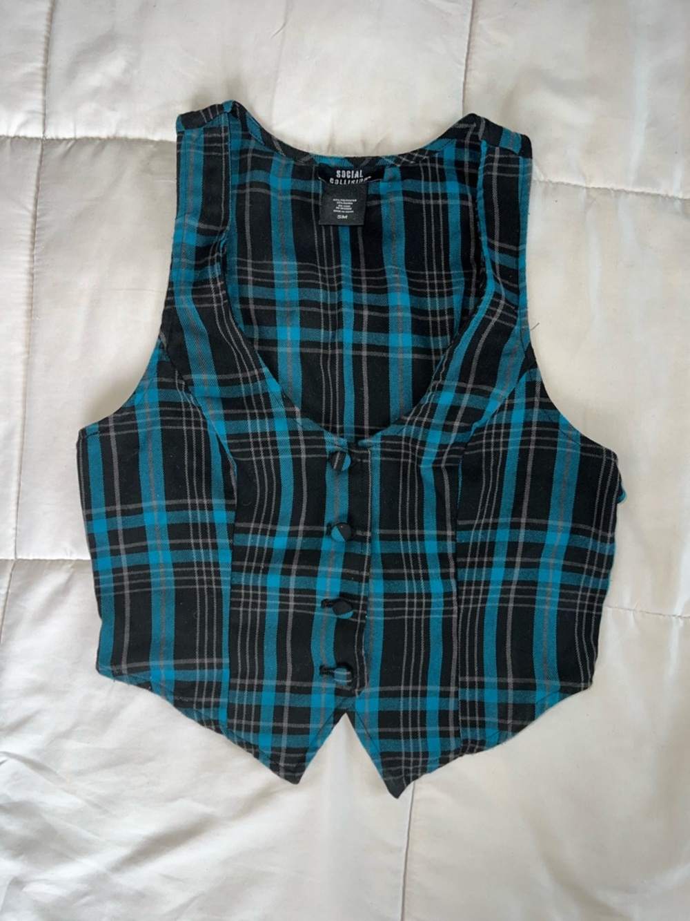 Plaid Cropped Vest